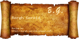 Bergh Gerold névjegykártya
